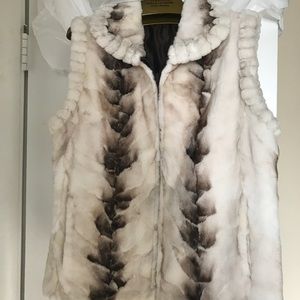 Mink reversible to poplin vest